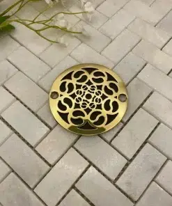 Catalan 1600 3.25 round shower drain, polished brass