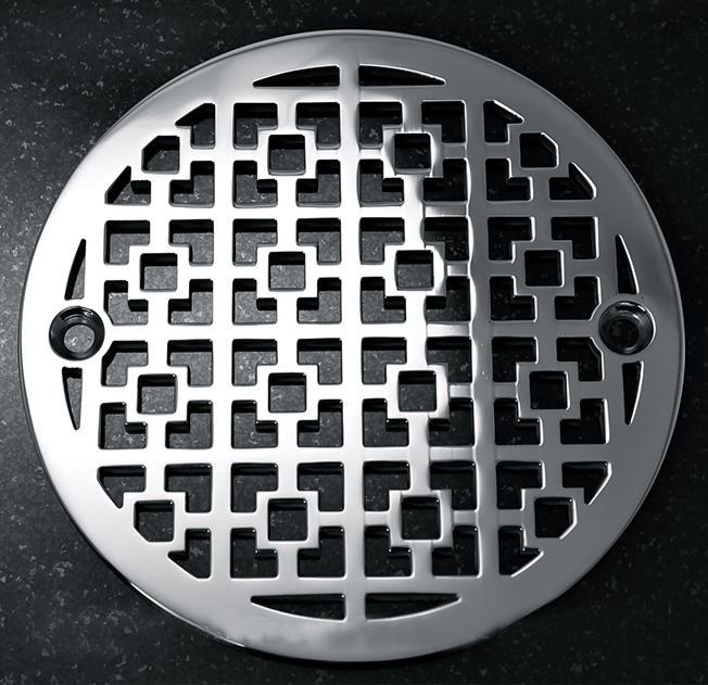 Round Shower Drain | 3-7/8 Inch Plumbest Drain Cover | Geometric Squares  No. 1