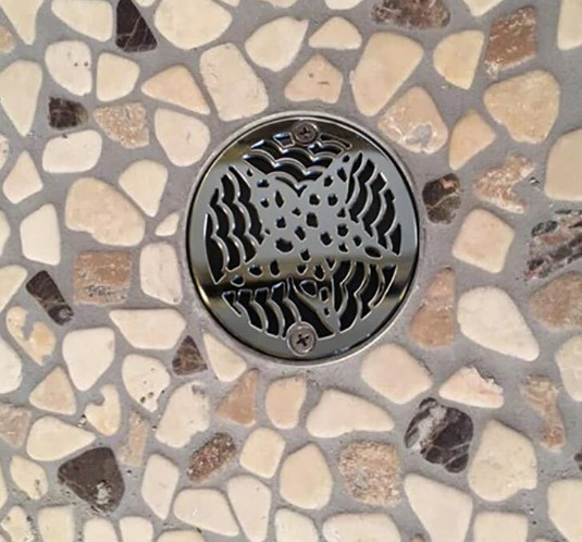 Round Shower Drain, 3.25 Inch Cover, Honeycomb Design by Designer Drains 