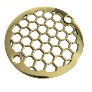 3.25 Honeycomb Polished Brass Shower Drain