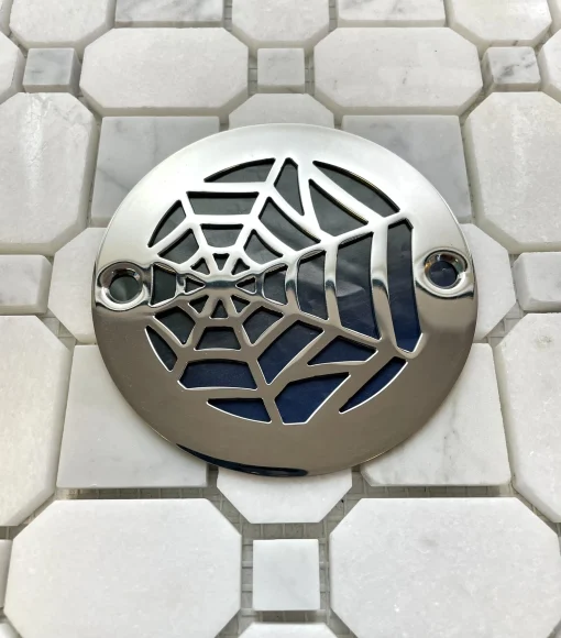 4 inch Round Shower Drain Spiderweb Design