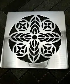 5in California Faucets Catalan Polished Stainless Steel on black tile