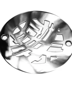 Art History Abstract round shower drain cover, polished stainless steel by Designer Drains