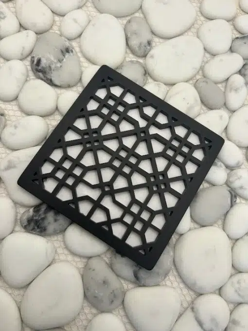Architecture Moresque No. 1 Square drain with matte black finish.