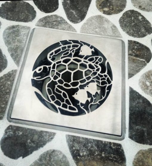 Square Shower Drain Caretta_Sea Turtle_Designer Drain