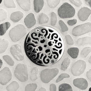 3.25 Inch Round Shower Drain Cover Classic Scrolls No. 4