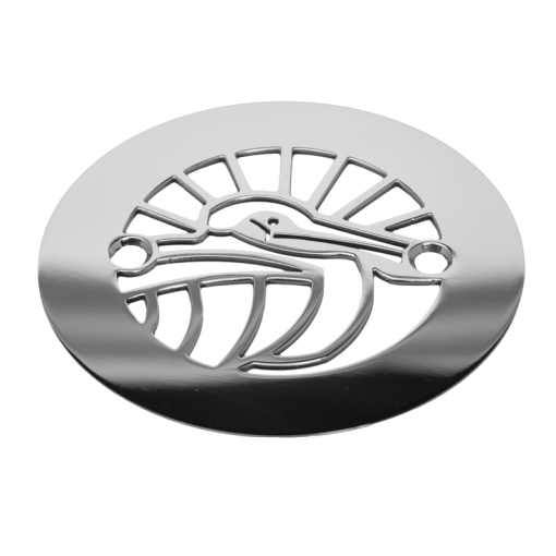 Pelican, 4.25 round shower drain cover, polished stainless_Designer Drains