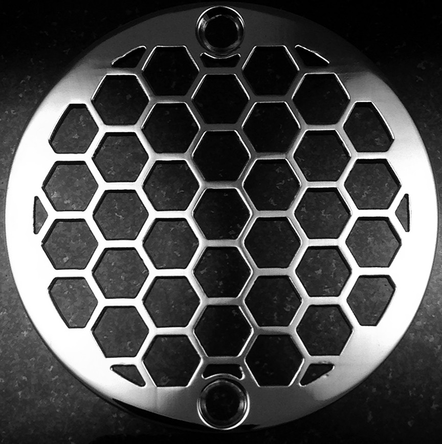 Round Shower Drain 3-7/8 Inch Cover Geometric Squares No.1