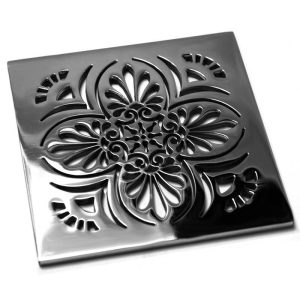 Greek Anthemion Polished Stainless Steel Drain Cover by Designer Drains