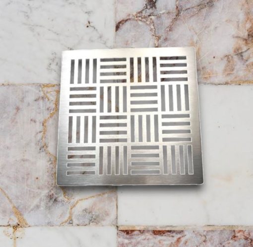 Geometric No. 6, Square Drain on marble tile_Designer Drains