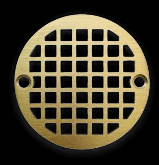 Geometric No. 7, 3.25 Round Shower Drain Cover, Brushed Brass