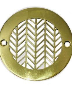 Geometric Wheat No. 2, 4 Inch Round Shower Drain, Polished Brass
