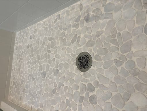 4.25 Round Shower Drain Greek Anthemion Customer Install