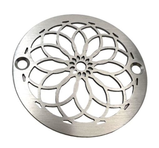 Mandala-3.25-round-shower-drain-cover-brushed-stainless_Designer-Drains