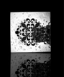 Fleur De Lis 4.25 Square Shower Drain Cover Polished Stainless Steel