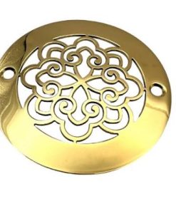 Scrolls-No.-6-4-inch-round-polished-brass_Designer-Drains.