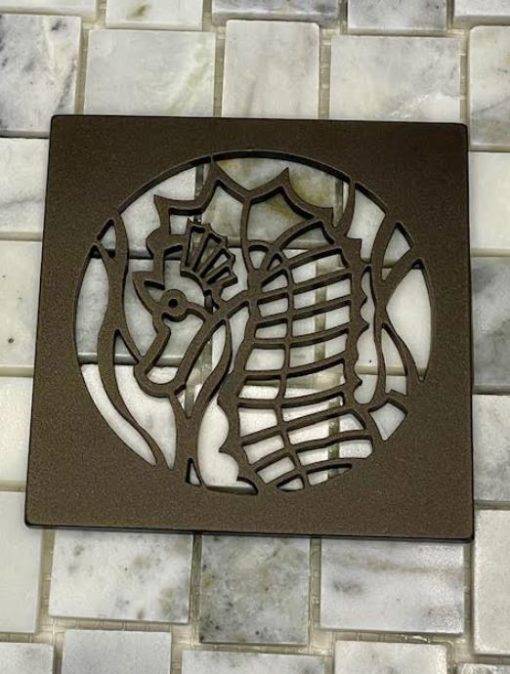 Seahorse Ebbe shower drain oil rubbed bronze by Designer Drains