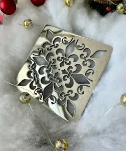 Square drain in Polished stainless steel finish.