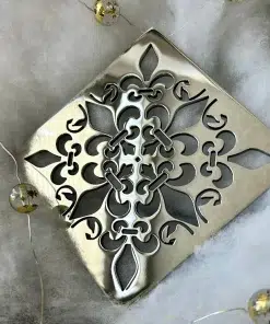 Square drain in Polished stainless steel finish.