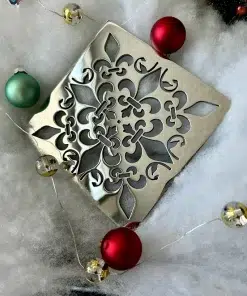 Square drain in Polished stainless steel finish.