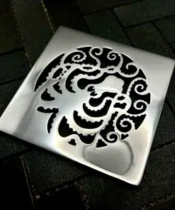 Square drain in Polished stainless steel finish.