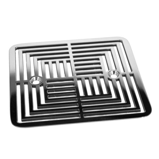 Geometric Illusions, Shower Drain Cover, Replacement for Kohler Square, Polished Stainless_Designer Drains