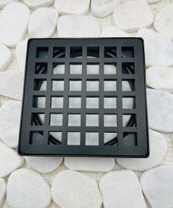 Square trendline drain with matte black finish.