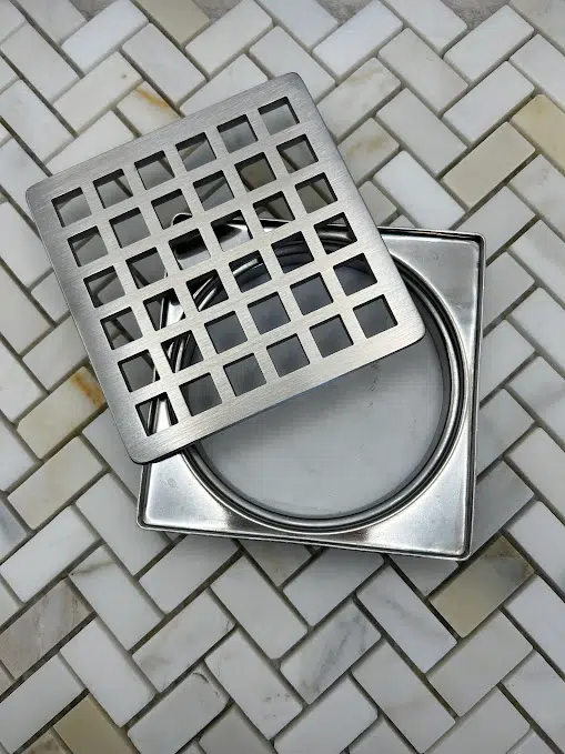 Trendline drain in Brushed Stainless Steel finish.