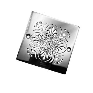 Greek Anthemion square shower drain polished stainless steel