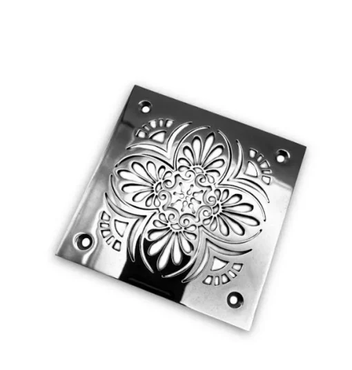 Geek Anthemion square drain made to fit Zurn polished stainless steel