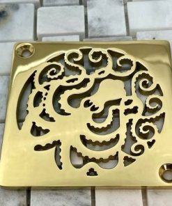 Octopus shower drain made to fit Schluter-Kerdi polished brass