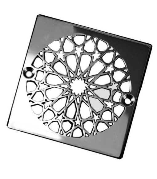 Moresque-No.-2-Square-Shower-Drain-Cover-Polished-Stainless_Designer-Drains