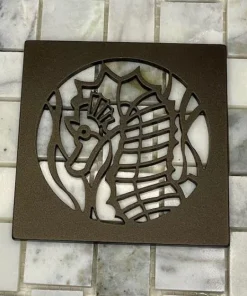 Seahorse square shower drain cover in oil rubbed bronze finish