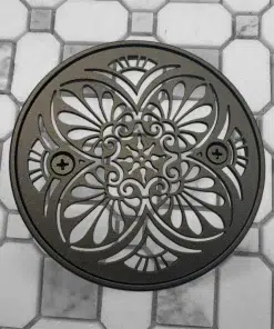 Round drain in oil rubbed bronze finish.