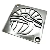 Square Drain with pelican design in polished stainless steel finish.