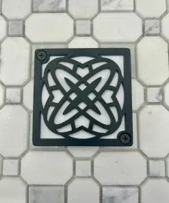 Square shower drain with matte black finish. Designer drains replacement for Schluter drain.