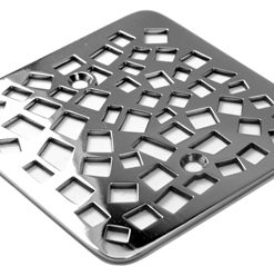 4 inch square polished stainless steel Designer Drains Random Squares Design