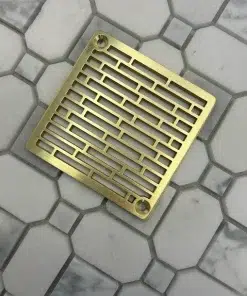 Square drain with unlaquered Brushed Brass Finish.