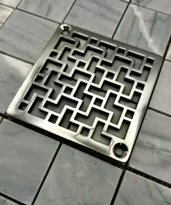 Tulun Schluter Square Drain in Polished Stainless Steel Finish.