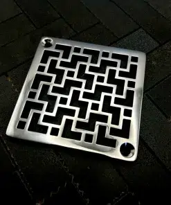 Tulun Schluter Square Drain in Polished Stainless Steel Finish.
