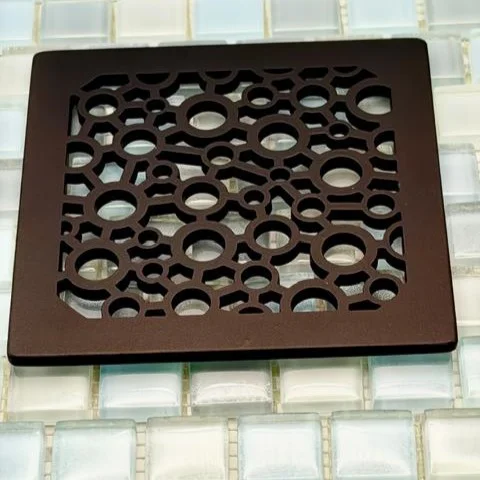 Bubbles square shower drain cover in oil rubbed bronze finish