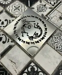 Square drain in Polished stainless steel finish.