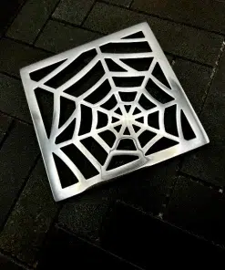 Square drain in Polished stainless steel finish.