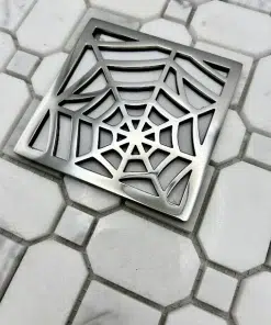 Square drain in Polished stainless steel finish.