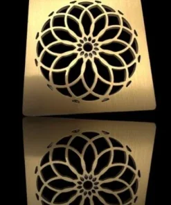 Mandala square shower drain brushed brass by Designer Drains