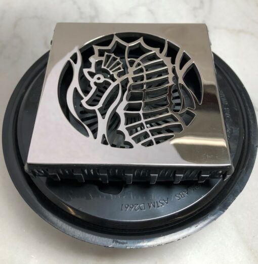 EBBE Drains Shower Drain Kit Seahorse Square Shower Drain Cover