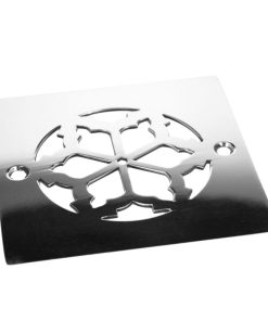 Classic Motif No. 3, Square 4 Inch Drain Cover, Polished Stainless_Designer Drains