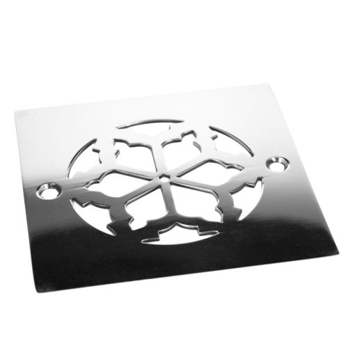 Classic Motif No. 3, Square 4 Inch Drain Cover, Polished Stainless_Designer Drains