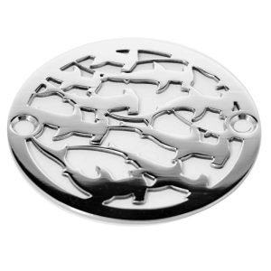 Sioux Chief Metal Rim round shower drain with shark design by Designer Drains