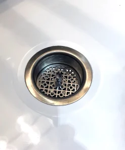 Kitchen Sink Stopper, “Jewelry For Your Sink”, Geometric 1 Design_polished Stainless